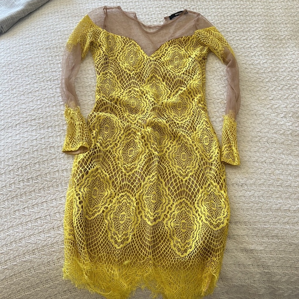 Transparent lace mini dress